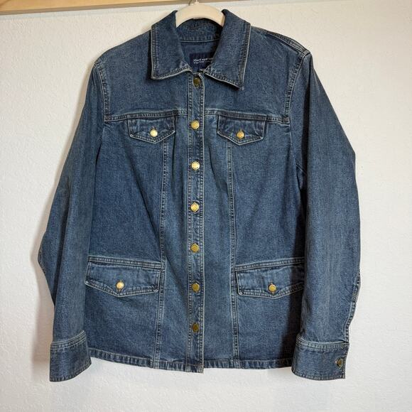 Women's Jones New York Denim Blue Jean Barn Chore Button Front Jacket Size‎ IX - Picture 2 of 10